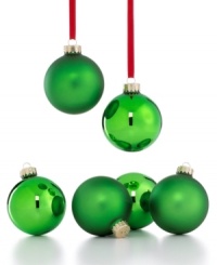 Make your tree one to envy. Half matte, half shiny, these Martha Stewart Collection Christmas ornaments are totally classic in simple green glass.