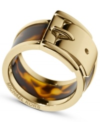 Put another notch in your belt with this must-have ring by Michael Kors. Features a unique buckle design with trendy tortoise hues. Crafted in steel and tortoise acetate. Sizes 7 and 8.