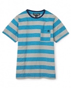 Volcom's ringer tee keeps it cool with wide stripes in muted tones -- the perfect everyday look for the boys of summer.