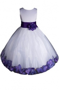 AMJ Dresses Inc Girls White/purple Flower Girl Pageant Dress Sizes 2 to 12