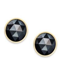 Circular chic. These stud earrings feature rose-cut black diamonds (2 ct. t.w.) for a look that's truly elegant. Set in 14k gold. Approximate diameter: 6 mm.