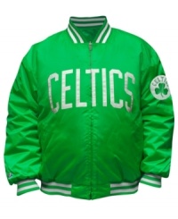 You'll be the best looking fan on the block and in the arena sporting this jacket featuring the Boston Celtics by Majestic.