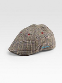 A distinguished plaid pattern with remarkable stitching sets the tone for this traditional driver cap.Brim, about 298% polyester/2% lycraDry cleanImported