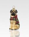 A captivating pug in preppy plaid sparkles in his glittery garb, wonderfully detailed in mouth-blown, hand-painted glass.Glass2.75H X 1.25W X 1DImported