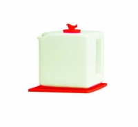 Make My Day Tea Cube Ceramic Teapot with Infuser, White with Red Accent