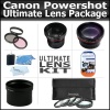 Ultimate Lens Package For Canon Powershot G12 G10 G11 Includes HD Wide Angle Lens + 3.5X Telephoto Lens + 3 Piece Filter Kit + 4 Piece Close Up Macro Lens Set With 10+ Macro Lens + Extras