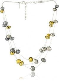 Nine West Metallic Affair Hematite and Silver-Tone Triple Illusion Necklace