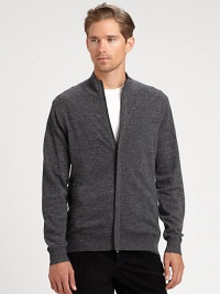 EXCLUSIVELY OURS. Marled cashmere zip jacket with hidden zip placket exudes a look that is both relaxed and refined.Zip frontStand collarRibbed knit cuffs and hemAbout 28 from shoulder to hemCashmereDry cleanImported