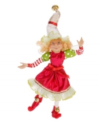 A unique & joyous celebration of Christmas, the Party Girl Pixie figurine features vibrant red and green fabrics and bell accents to bring a festive feel to your holiday setting. An intricately crafted design from Mark Roberts.