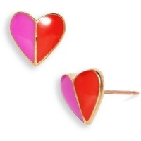 MARC BY MARC JACOBS 'Colorblock Hearts' Enamel Stud Earrings Pink & Red