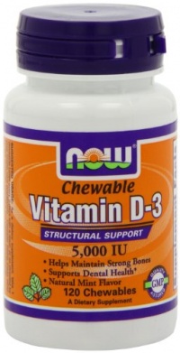 Now Foods Vitamin D-3 5000 Iu Chewable, Mint, 120-Count