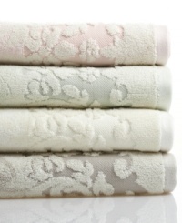 Utterly classic and refined, this Imperial Damask hand towel from Martha Stewart Collection evokes a serene appeal in your bathroom with a textured damask design and your choice of four muted color schemes.