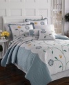 The Butterfly Meadow sham features a centered, whimsical flower and a bright yellow butterfly across lofty quilting. With soft scalloped edges, this sham adds lush comfort and dimension to the Butterfly Meadow quilt collection.