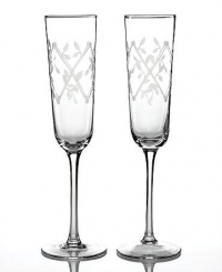 Martha Stewart Collection Petal Trellis Set of 2 Glass Toasting Flutes