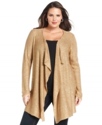 Lend sparkle to your look with Design 365's sequined plus size cardigan-- it's a must-have for the season!