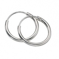 Continuous Endless Hoop Round Circle Medium Sterling Silver Earrings 18mm