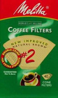 Melitta 612412 40 Count #2 Natural Brown Cone Coffee Filters