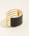 GUESS Gold-Tone and Black Hinge Cuff with Line, GOLD