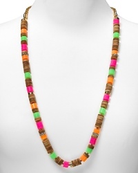 A mix of neon enamel and wooden beads lends an artsy, modern aesthetic to kate spade new york's single strand necklace.