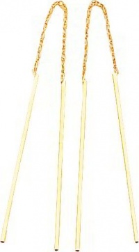 14K Yellow Gold Tube Threader Earrings Jewelry New |B