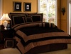 7 Pieces Chocolate Brown Suede Short Fur Comforter Set Queen Bedding Set / Bed-in-a-bag