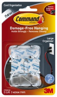 Command Large Cord Clips, Clear, 2-Clip, 6-Pack