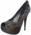 Stuart Weitzman Women's Justso Peep-Toe Pump,Kodiak Painted Python,7 M US