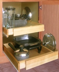 Shelf On Wheels Expandable Pull-Out Kitchen Cabinet Shelf, Wood