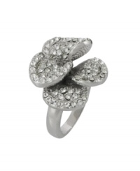 Pretty petals. A fanciful floral theme stands out on this sparkling clear crystal ring from City by City. Crafted in nickel-free mixed metal. Sizes 5, 6, 7, 8 and 9.