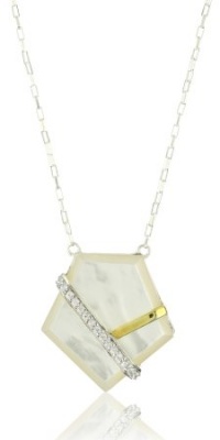 Kara Ross Geometric Mother-Of-Pearl and White Sapphires Gemstone Pendant Necklace