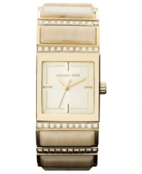 A linked design flaunts sparkle and soothing tones on this Erin collection watch from Michael Kors.