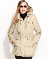 MICHAEL Michael Kors' stylish anorak is outfitted with a bevy of functional pockets and flattering cinched details for a look that makes utility chic.