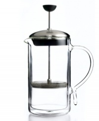 Fall in love with the true flavors of rich coffee brewed to perfection by an expert press that pulls out the lush oils and robust taste of freshly ground beans.  This press pulls double duty with a double-walled glass construction, creating an indulgent blend and keeping it hot for hours, so you can sit back and sip at your own pace .