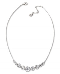 Fall in love. Reveal your romantic side with Swarovski's striking Nouba Necklace. Set in silver tone mixed metal with heart-shaped clear crystals. Approximate length: 14-1/8 inches + 2-inch extender. Approximate drop length: 3/8 inch. Approximate drop width: 2 inches.