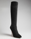 Ultra-luxurious suede in a stylish, pointed toe silhouette; these boots will inject your fall and winter wardrobe with high style; by PURA LÓPEZ.