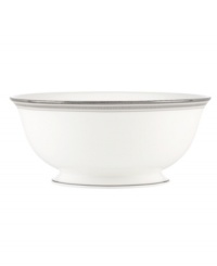 Dressed in soft grays and ribbons of platinum, the Palmetto Bay serving bowl by kate spade makes your table a destination for modern elegance.