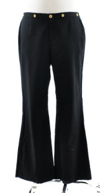 Lauren by Ralph Lauren Plus Size Pants, Earlham Button Accent Wide Leg Black 14W