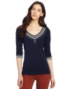 Lucky Brand Women's Hemp Embroidery Tee