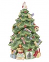 Spode Christmas Tree Sculpted Christmas Tree Shape Covered Candy Bowl, 9-Inch