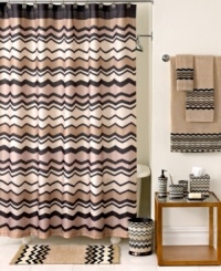 With a distinctly rustic ambiance, this Lauren shower curtain from Avanti boasts a playful zigzag motif in warm tones of ivory, beige and black.