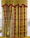 Maroon Jewel Patchwork Curtain Set w/ Valance