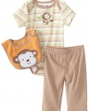 Kids Headquarters Baby-boys Newborn Take Me Home Monkey Print 3 Piece Set, Orange/Brown, 0-3 Months