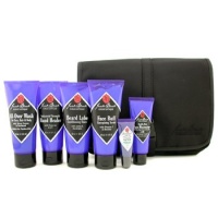 Jack Black On The Road Travel Pack: All Over Wash + Conditioning Shave + Hand Healer + Face Scrub + Moisturizer + Lip Balm + Bag - 6pcs+1bag