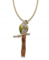 A tropical infusion. Sparkling crystals in subtle hues adorn this fashionable parrot pendant from Bar III. Crafted in gold tone mixed metal. Approximate length: 27 inches + 3-inch extender. Approximate drop: 4-7/16 inches.