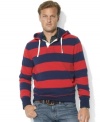 Combining the preppy heritage of a rugby with the comfort of a hoodie, this relaxed-fitting pullover blends the best of both worlds in an ultra-soft fleece construction.