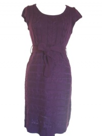 JESSICA SIMPSON Cap Sleeve Belted Sweater Dress-PURPLE-MEDIUM