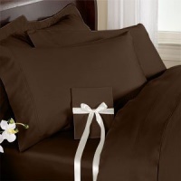 Egyptian Bedding 1000-Thread-Count Egyptian Cotton Sheet Set, Queen, Chocolate Solid