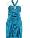 Roberta Halter Style Fitted Dress Teal 3