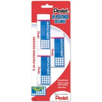 Pentel Hi-Polymer Block Eraser, Large, 3 Pack (ZEH10BP3-K6)