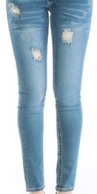 (FK1491-Heartbreaker-11) Dollhouse Juniors Distressed Skinny Jeans in Heartbreaker Size: 11